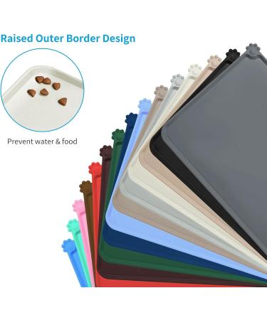 AUDWUD Silicone Waterproof Dog & Cat Feeding Mat - Anti-Slip Pet Bowl Mat 87x58 cm Beige | Durable Easy Clean Pet Accessories - Buy Online on SooperMarket.com