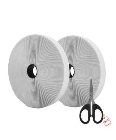 AIEX 39.37 Feet/12m Hook and Loop Self Adhesive Tape Roll with Gift Scissors (White)