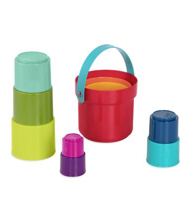Batta 10 buckets and stacking cups - stacking tower sand toys bath tub toys water toys motor toys - baby toys from 18 months of a stacking