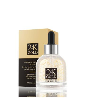 24K Gold Eye Serum Niacinamide Serum Anti Ageing Eye Serum Eye Serum For Dark Circles Puffy Eyes Bags Under Eyes Puffiness & Crows Feet Saggy Skin Anti Wrinkle Caffeine Eye Cream Brightening Serum