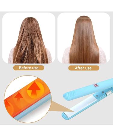 2-in-1 Mini Hair Smooth & Curling Iron - Portable Travel Ceramic Styler for Women & Short Hair - Blue - Buy Online on SooperMarket.com