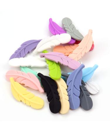 Weekjoey 20Pcs Feather Silicone Beads Jewelry Making DIY Bracelet Necklace Pendant - Soft Colorful Loose Beads in 20 Colors for Handmade Supplies - Buy Online on SooperMarket.com