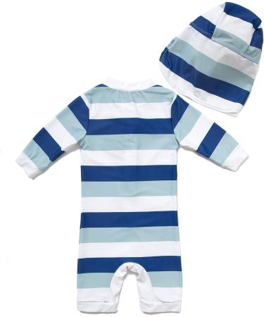 BONVERANO Baby Boys Swimsuit UPF 50+ Long-Sleeve Zipper One Piece - Stripe 2, 12-18 Months - Buy Online on SooperMarket.com