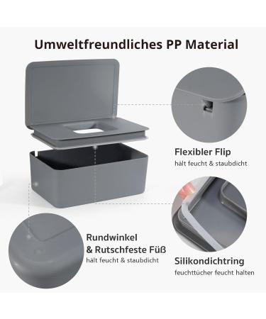 Cheerhom Baby Wet Wipes Box - Gray Moist Toilet Paper Holder with Lid | Ideal for Home Office & Outdoors - 18x12.2x7cm - Buy Online on SooperMarket.com