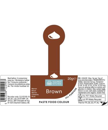 Squires Kitchen Brown Food Colouring Paste - 20g | Concentrated Colour for Sugarpaste, Fondant, Buttercream, Royal Icing & Cake Mixes - Buy Online on SooperMarket.com