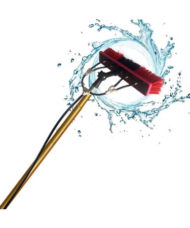 Telescopic Extension Poles for Cleaning Windows Adjustable Length Water Fed Pole Kit Window Cleaning Brush with 4-Hole Water Fed Brush 35cm Brush Head 6M/21FT