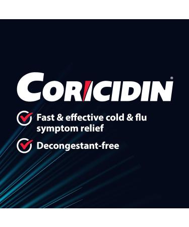 Coricidin Decongestant Free Cough and Cold Medicine - Cough cold and flu medicine for adults Effective Symptom Relief From Sore Throat Cough Chest Congestion Fever and Headaches 24 Liquid Gels - Buy Online on SooperMarket.com