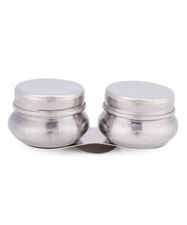 KUIDAMOS Large Mouth Double Dipper Palette Cup Oil Paint Megilp Turpentine Solvent Container with Lid Artists Metal Double Dipper Clip On Palette