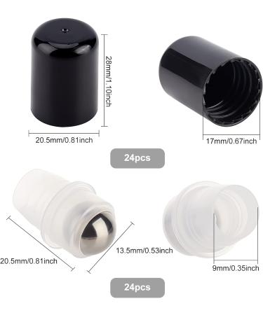 BENECREAT 24 Sets Essential Oil Roller Inserts Kit - Stainless Steel Balls & Black Caps for 5-15ml Bottles | Ideal for Essential Oils & Cosmetics - Buy Online on SooperMarket.com