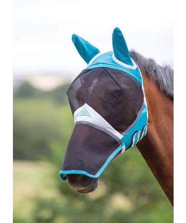Shires Fine Mesh Fly Mask With Ears and Nose - Teal: Cob