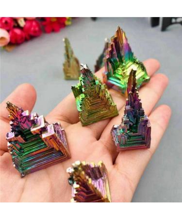 Home 1pcs Natural Bismuth Tower Metal Pyramid Stones Gemstone Reiki Stone Collection Home Decor Crystals Full of Texture (Size : 10-20g)