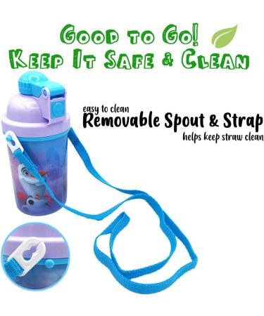 Disney Frozen Deluxe Carrying Strap One Touch Water Bottles with Reusable Built in Straw (Snow Canteen 16.9oz) - Buy Online on SooperMarket.com