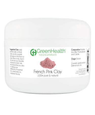 GreenHealth French Pink Clay Powder 6 oz - 100% Pure & Natural 6 Ounce