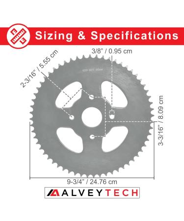 AlveyTech 60 Tooth Rear Sprocket for Mini Bikes - #40/41/420 Chain - Buy Online on SooperMarket.com