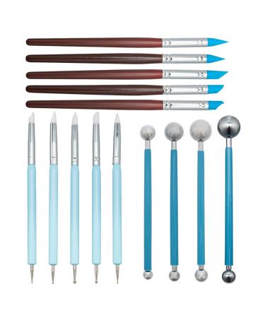 GorgeCraft 14Pcs Ceramic Ton tools carve modeling tools rock painting kit malpinsel ball stylus sound form tools head nail art puncture and sculpture tools