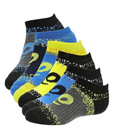 ASICS Youth Splatter No Show Yellow Ribbon Socks Medium Boys Assorted
