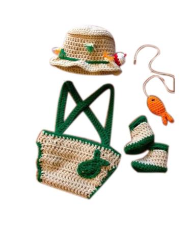 Newborn Photography Props Baby Photo Outfits Crochet Kintted Fisherman Set