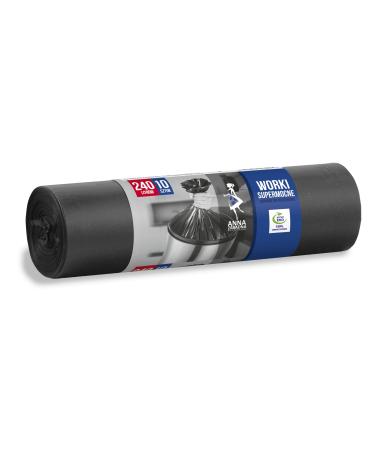Anna Zaradna ST-AZ-013906 garbage bag tearproof super strong 240l |10 pieces |Garbage sack garbage bag waste bags for household waste office made of thick LDPE regranulate film Color: black