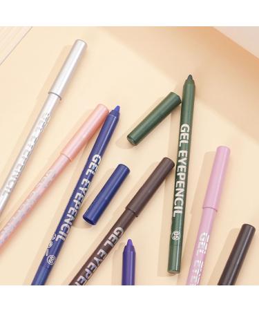 Joyeee 12 Colored Glitter Eyeliner Pencil Set Eye Liner Pen Brown Blue Red White Green Glitter Black Eyeliner Eyeshadow Waterproof Smudgeproof Long Lasting Gel Eyeliner Make Up for Girl Women Gift #042 - Buy Online on SooperMarket.com