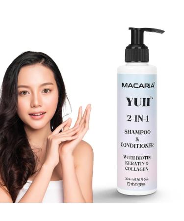 Yuii Biotin Keratin 2in1 Shampoo & Conditioner Set - Color Treated Hair All Hair Types Men Women Kids - Natural Growth Color Damage Safe Travel Size Advanced DHT Blocker Japanese Technology