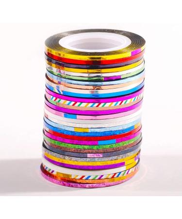 10 Rolls Glitter Nail Art Striping Tape Lines Width 2mm-Striping Tape for Nail Art-Nail Striping Tape Foil-Nail Striping Tape Thick-Nail Striping Tape with Dispenser-Self-Adhesive DIY Nail Art Tape - Buy Online on SooperMarket.com