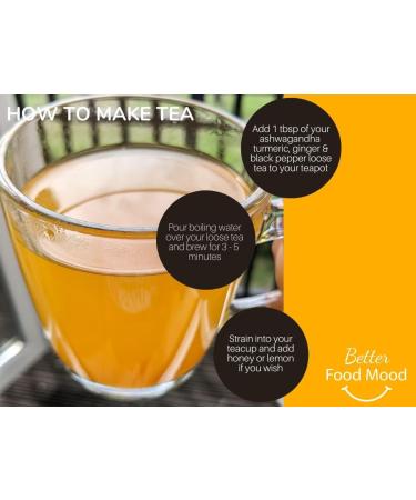 Turmeric Ashwagandha Ginger Black Pepper Loose Leaf Tea 100gm - Digestion & Stress Relief | Superfood | Antioxidant Rich - No Caffeine - Buy Online on SooperMarket.com