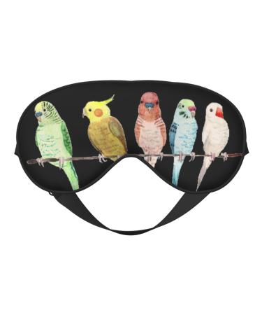SSIMOO Colorful Parrots On Tree Soft Sleep Eye Mask Female Breathable Eye Patch Perfect for Travel and Relaxation Black