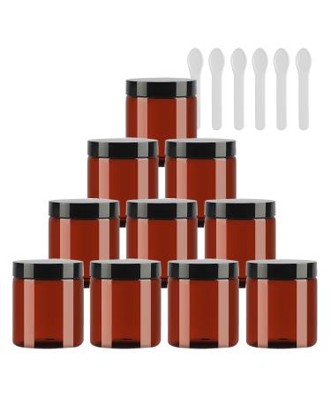 Tianzd 12 pieces small 80 ml brown plastic empty cream can with black lid 80 g empty socket screw box sheet metal boxes cosmetic container 6 pieces spatula brown 80ml