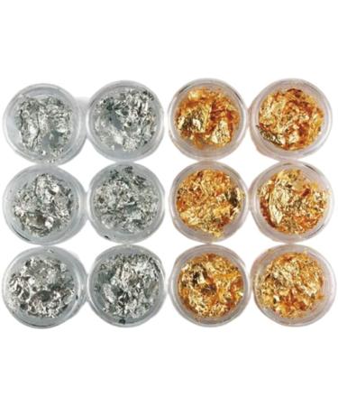 Gel Nail Polish Set 12 Pot/Set Nail Art Accessories Gold Silver Paillette Foil Chip Sparkling Flake DIY Glitter Decal Acrylic UV Gel Decoration - Buy Online on SooperMarket.com