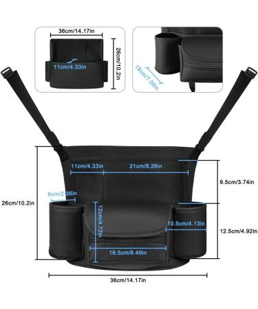 Adiwo Car Organizer: PU Leather Seat Storage Bag - Black | Durable Console Organizer for Liner, Pets, Children | Front Seat Purse Holder - Buy Online on SooperMarket.com