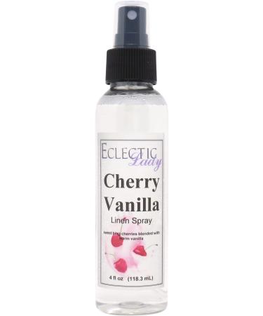 Cherry Vanilla Linen Spray 4 ounces - Eclectic Lady Sheet and Linen Spray - No Artificial Colors Parabens or Preservatives - Long-Lasting Scent for Bed Fabric & Pillow 4 Fluid Ounces