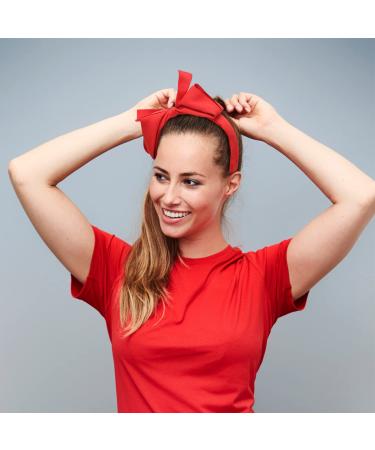 WantGor Bow Headbands for Women - 2 Big Bowknot Hair Hoops - Knotted Wide Turban Headbands - Black Red Hair Accessories - Buy Online on SooperMarket.com