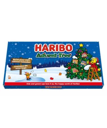 Haribo Gummy Sweet Food Christams Advent Calendar Advent Tree with 24 Sweets Bags Secret Santa Sweets Stocking Filler
