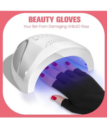 WLLHYF Anti UV Gel Nail Lamp Gloves - Professional Fingerless Protection for Nail Art DIY - Moisturizing Skin Care - 1 Pair - Buy Online on SooperMarket.com