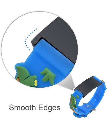 Customised Kids Safety ID Wristband - Personalised Medical Alert Bracelet for Boys and Girls - Dinosaur Design in Blue and Black - Buy Online on SooperMarket.com