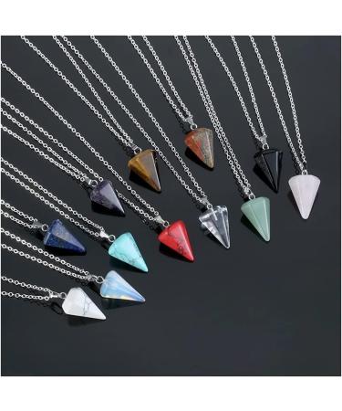 Crystal Decoration Fashion Natural Reiki Pendant Crystal Amulet Gemstone Hexagon Pyramid Necklace Charm Gift Jewelry Stone (Color : 4) - Buy Online on SooperMarket.com
