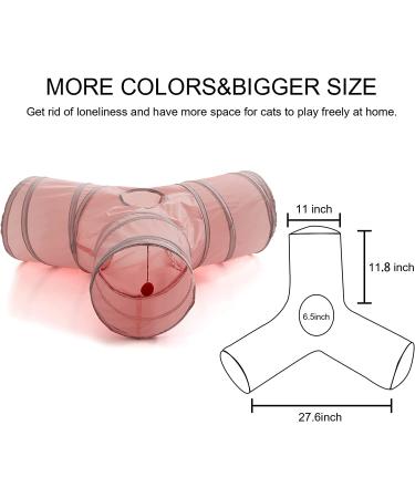 SunStyle Home 3-Way Cat Tunnel Toy with Peek Hole and Ball - Pink - Buy Online on SooperMarket.com