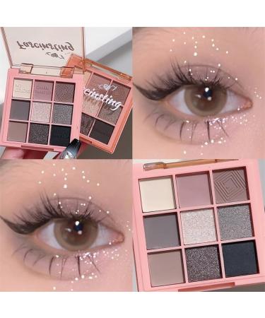 Lovelycat 9 Colors Glitter Eyeshadow Makeup Palette Matte High Pigmented Colorful Creamy Texture Eye Shadow Powder Natural Waterproof Long Lasting Eyeshadow Powder Cosmetics (B) - Buy Online on SooperMarket.com