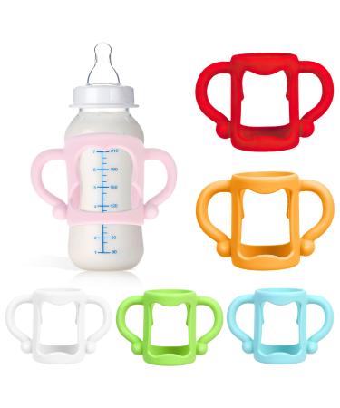 6 Pack Baby Bottle Handles 100% Silicone Baby Bottle Handles Narrow Sippy Bottle Handles-Teach Babies to Hold Their Own Bottle BPA-Free (Muti-Colors) 6 Pack-Muti-Colors