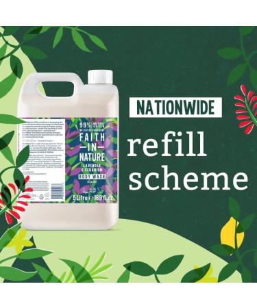 Faith In Nature Lavender & Geranium Body Wash 5L Refill - Vegan & Cruelty Free, No SLS or Parabens - Buy Online on SooperMarket.com