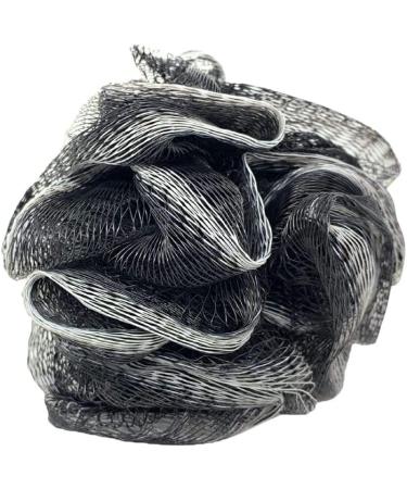 12-Pack Bamboo Charcoal Black Bath Loofah Shower Sponge Poufs - Wholesale Bulk Lot - Buy Online on SooperMarket.com