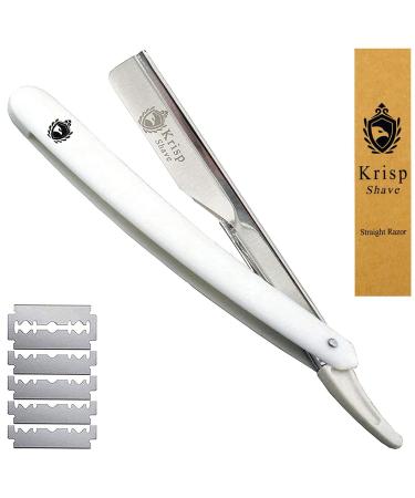 Krisp Beauty Professional Classic Straight Edge Barber Razor For Close Shaving - Salon Quality Men's Beard Cut Throat Shavette With 10 Shaving Blades