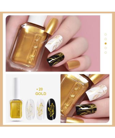 4 Colours 10ml Nail Polish Set Printed Jelly Nail polish Gold silver metallic colors Nail Pigment Polish Lacquer Nail Art Design Drawing Tool - Buy Online on SooperMarket.com