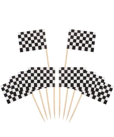 Pangda 100 Pack Checkered Racing Flag Toothpicks Cupcake Picks Toothpick Flag Dinner Flags Race Car Cake Toppers Decorations Party Supplies