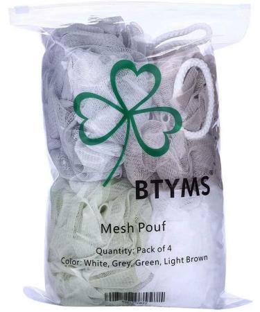 Pack of 4 Bath Sponge Loofahs - 60g Mesh Pouf Shower Scrunchies for Body Wash - Buy Online on SooperMarket.com