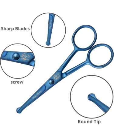 Kids Safety Hairdressing Scissors with Round Tips and Curved Blades - Professional Salon Barber Scissors for Baby Haircuts (Blue 4.5 inch) - Buy Online on SooperMarket.com