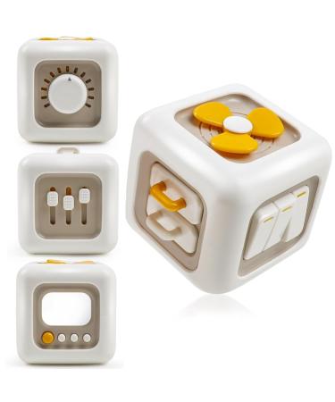 Mciskin Busy Activity Cube for Toddlers motor cubes toys Montessori toys switch fan mirror buttons learn drawers fidget toys for babies and toddlers 1 2 3 4 years.