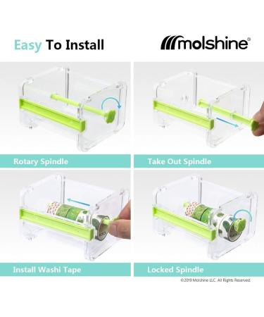Molshine 2 Pack Transparent Desktop Washi Tape Dispenser with Cutter - Yellow & Green | Tape Roll Holder (Masking Tape Not Included) - Buy Online on SooperMarket.com