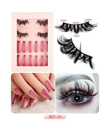 Press On Nails & Faux Mink Lashes Set | Natural Look Stick-On Nails & False Eyelashes for Effortless Beauty - Buy Online on SooperMarket.com