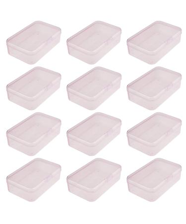 Goodma 12 Pieces Mini Rectangular Plastic Boxes Empty Storage Organizer Containers with Hinged Lids for Small Items and Other Craft Projects (Pink, 3.3 x 2.2 x 1 inch) Pink 3.3 x 2.2 x 1 inch